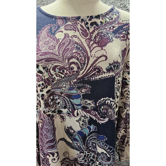 Chico's Paisley Button-Back Sweater Tunic Top Sz 3 XL‎ 16/18 - Picture 5 of 6